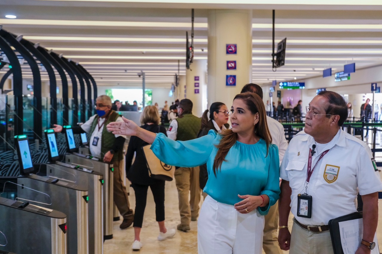 Anuncia Mara Lezama filtro migratorio automatizado en Aeropuerto Internacional de Cancún