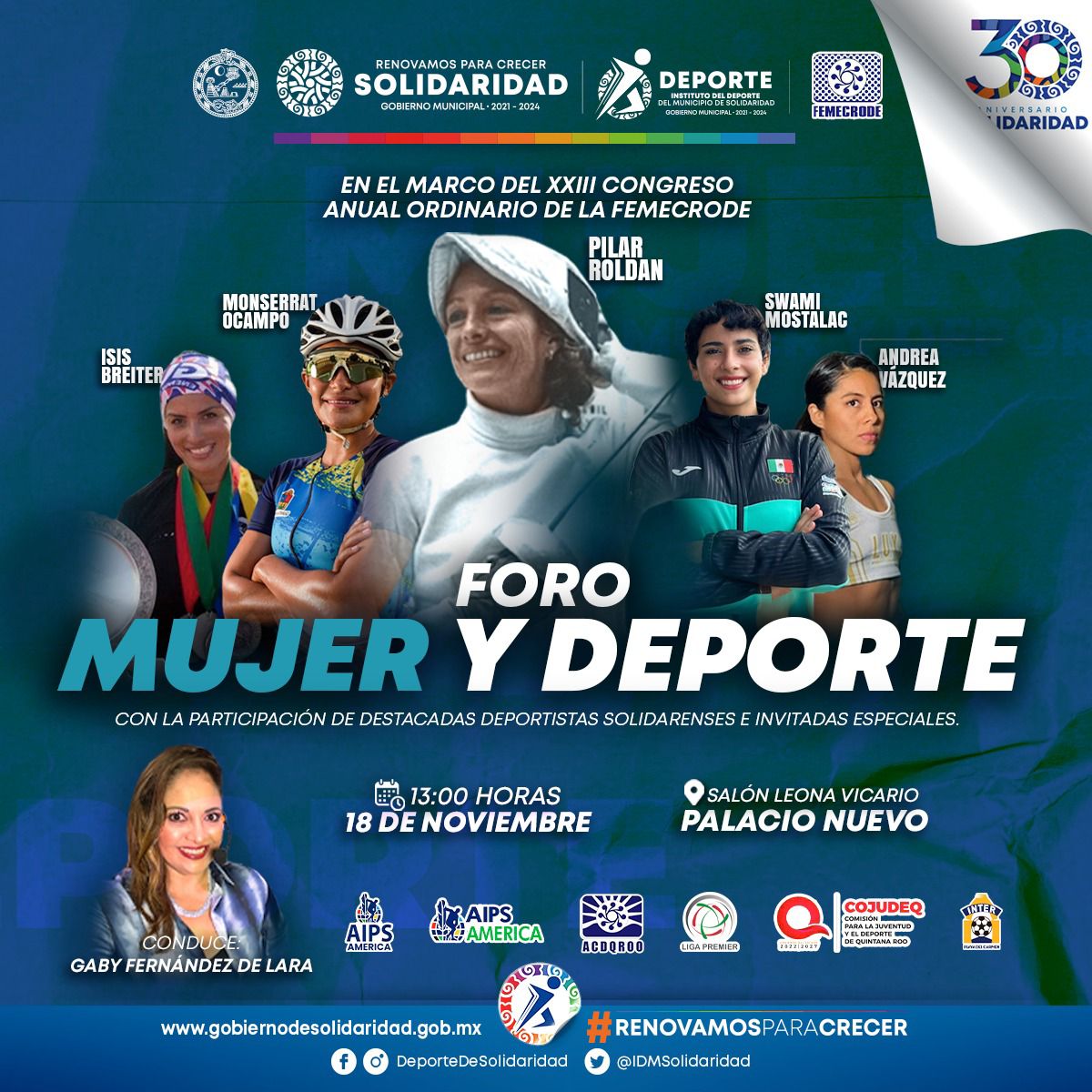 Mujeres destacadas del deporte solidarense compartirán experiencias en el marco del Congreso Anual Ordinario de la FEMECRODE en Playa del Carmen.